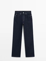 High-waist straight-leg comfort jeans