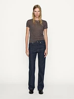 High-waist straight-leg comfort jeans