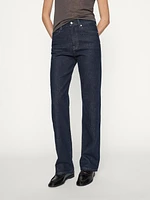 High-waist straight-leg comfort jeans