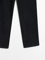 Faded straight-leg high-waist jeans