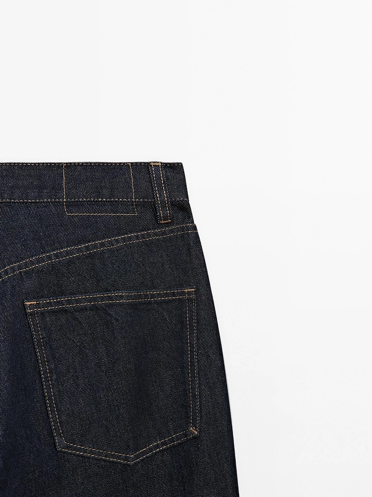 Faded straight-leg high-waist jeans