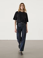 Faded straight-leg high-waist jeans