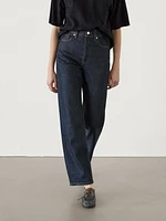 Faded straight-leg high-waist jeans