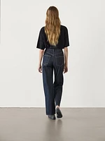 Faded straight-leg high-waist jeans