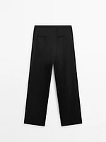 Straight-leg satin trousers with an elastic waistband