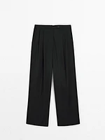 Straight-leg trousers with darts cold wool