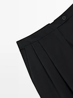 Straight-leg trousers with darts cold wool