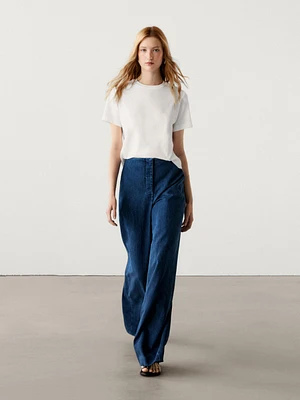 Wide-leg high-waist jeans