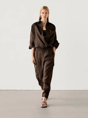 Linen barrel co-ord trousers