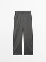 Wide leg satin trousers