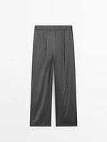 Wide leg satin trousers