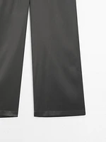 Wide leg satin trousers