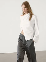 Wide leg satin trousers