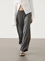 Wide leg satin trousers