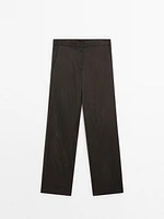 Satin barrel fit trousers