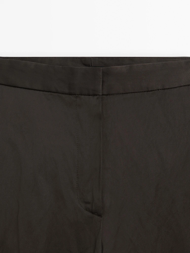 Satin barrel fit trousers