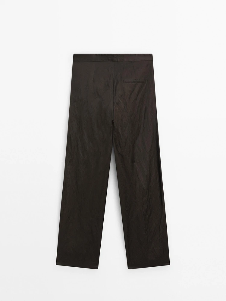 Satin barrel fit trousers