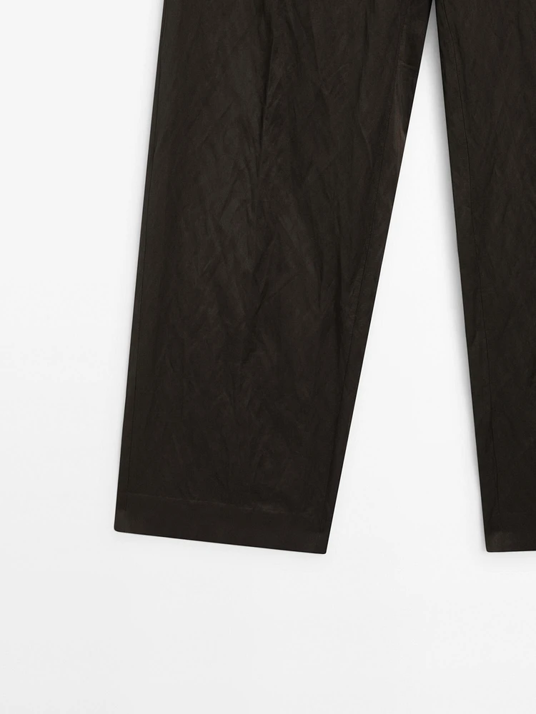 Satin barrel fit trousers