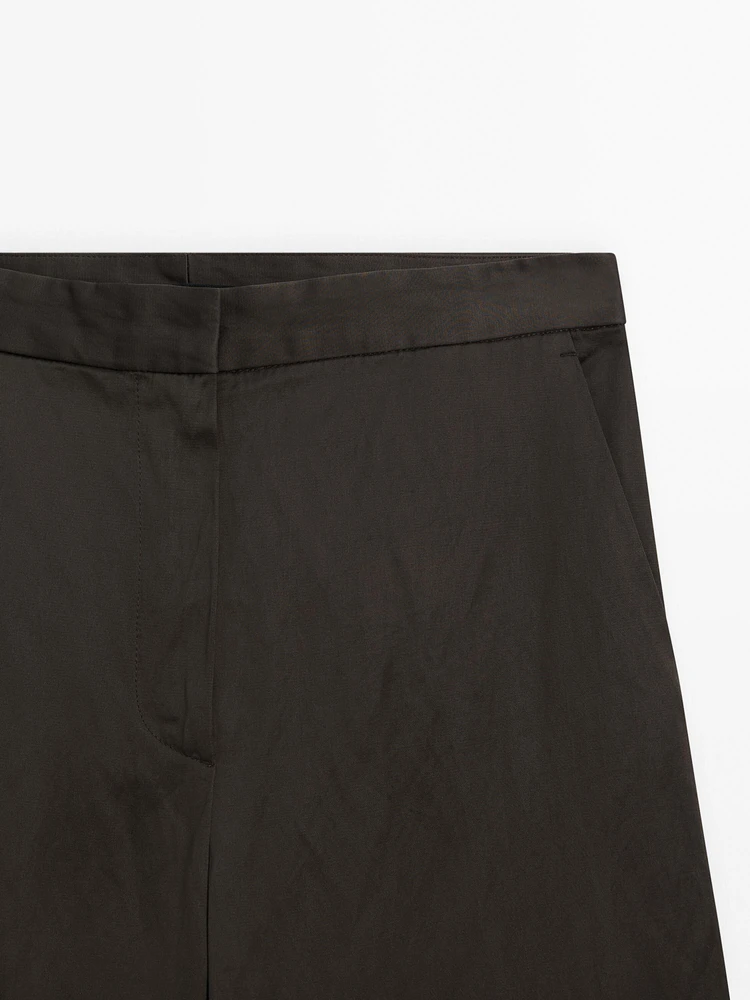 Satin barrel fit trousers