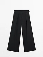 Wide-leg cotton and linen blend trousers