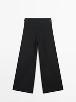 Wide-leg cotton and linen blend trousers