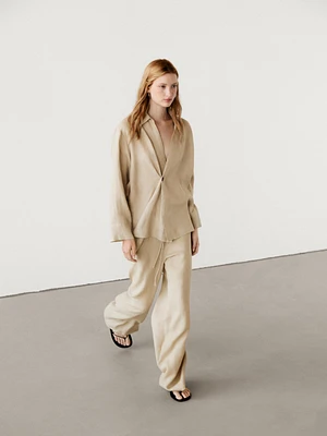 100% linen co-ord trousers with drawstring detail