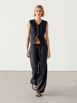 100% linen barrel co-ord trousers