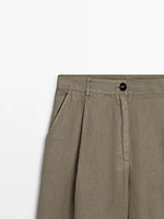 100% linen wide-leg trousers