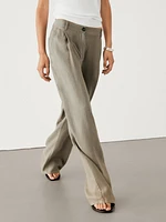 100% linen wide-leg trousers