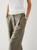 100% linen wide-leg trousers