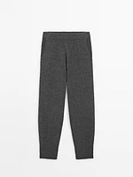 Wool blend chunky knit trousers