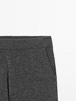 Wool blend chunky knit trousers