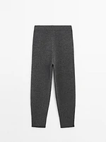 Wool blend chunky knit trousers