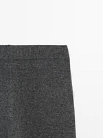 Wool blend chunky knit trousers