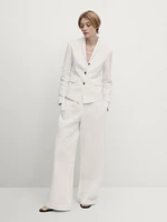 Wide-leg cotton and linen blend trousers