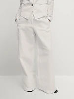 Wide-leg cotton and linen blend trousers