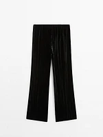 Flowing crushed velvet trousers