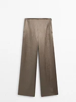 Satin trousers with clean waist