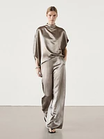 Satin trousers with clean waist