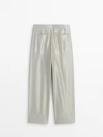 Wide satin flowing trousers