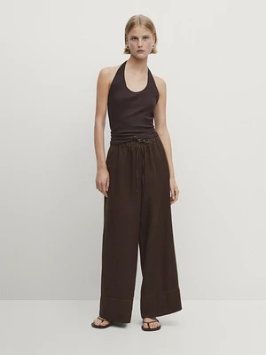 Linen palazzo joggers