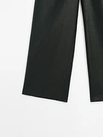 Waxed 100% linen wide-leg jogger trousers