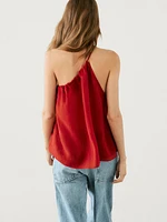 Ramie and lyocell blend top with asymmetric neckline