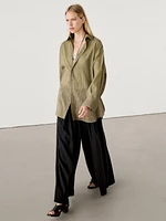 Silk blend oversize blouse with micro stripes