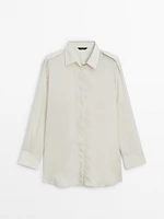 Flowing silk shirt with shoulder detail