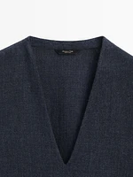 Wool blend V-neck shirt