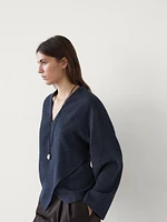 Wool blend V-neck shirt