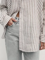 100% linen striped oversize blouse