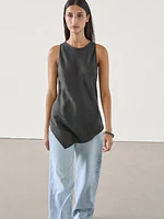 100% linen asymmetric top