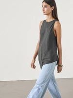 100% linen asymmetric top